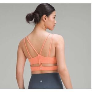 Lululemon Athletica Women's Sunny Coral Ribbed Nulu Strappy Yoga Bra Size 10